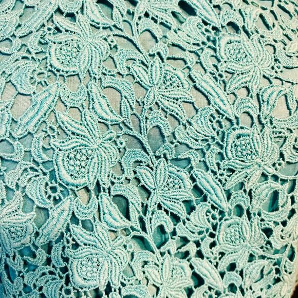 Talbots Aqua Lace Modest Boho Feminine Sleeveless Coquette Shift Dress Size 10 - Picture 5 of 7